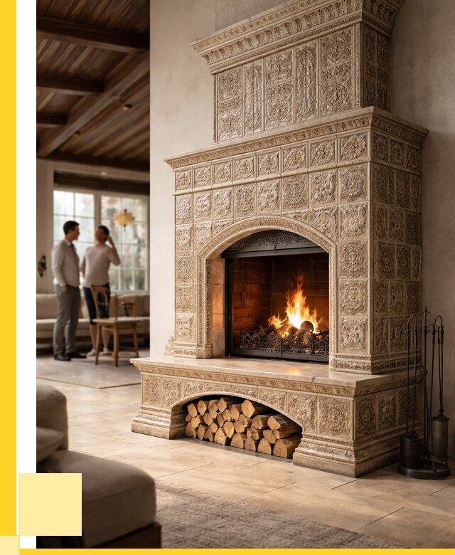 Купить изразцовый камин в Сальске от 254200 р. | ЭриданСлс