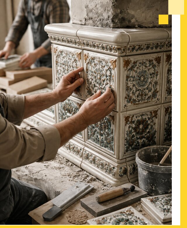 Изразцовые камины под ключ в Сальске: проект и монтаж