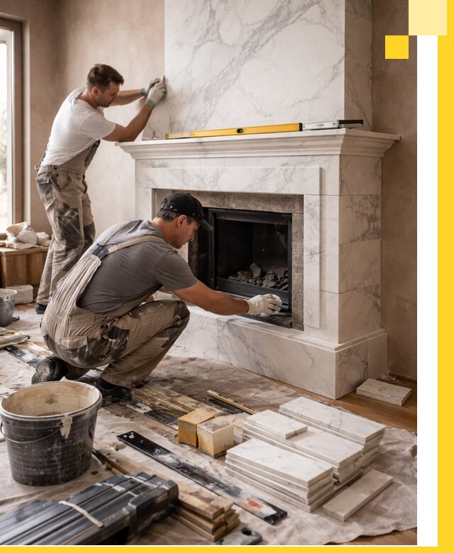 Отделка каминов в Сальске качественные облицовочные работы