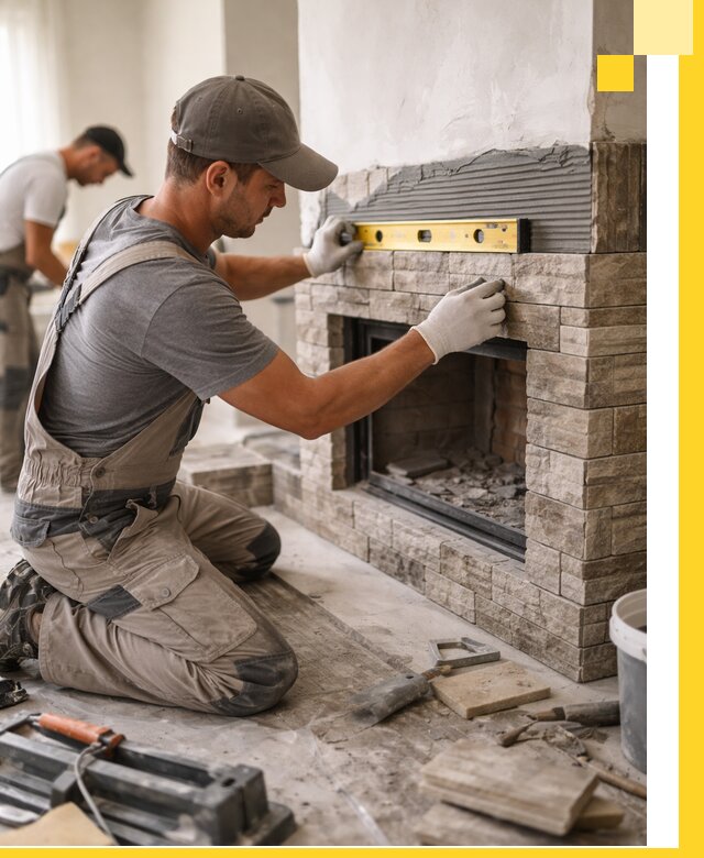 Облицовка каминов в Сальске, монтаж и отделка натуральным камнем