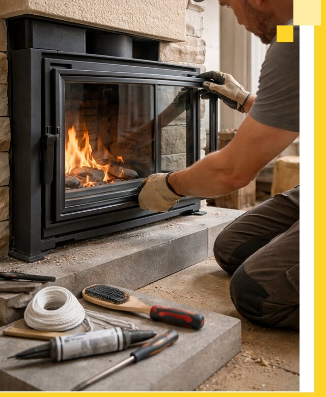 Производство, монтаж и доставка каминов со стеклом в Сальске