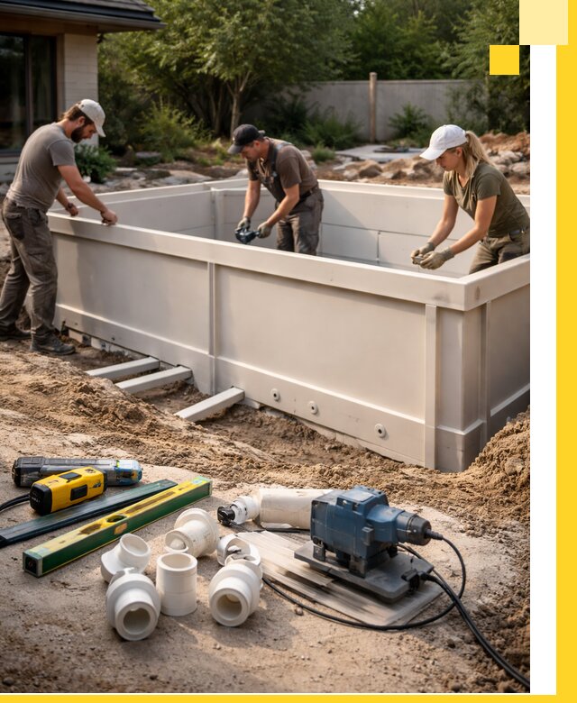 Установка полипропиленовых бассейнов под ключ в Сальске