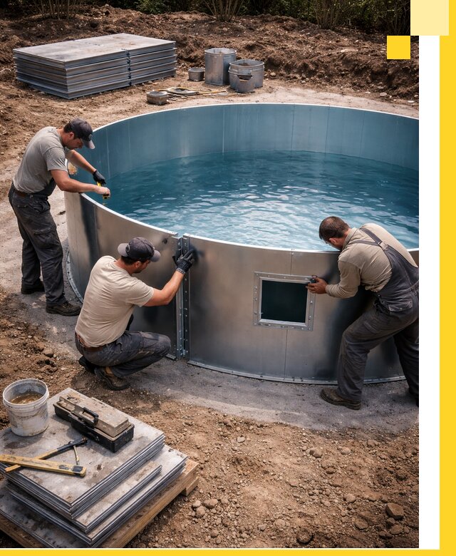 Круглые бассейны под ключ в Сальске проектирование и монтаж