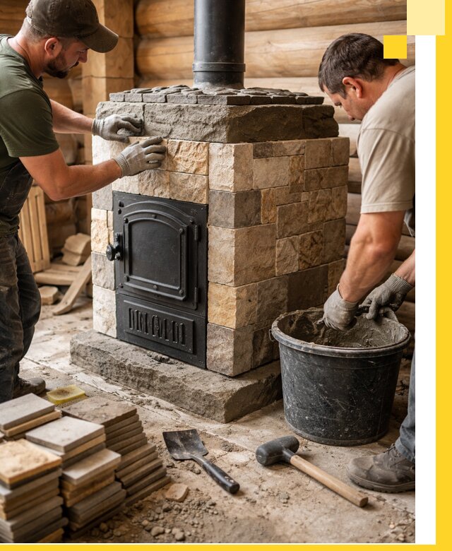 Облицовка банной печи под ключ в Сальске: камень и плитка