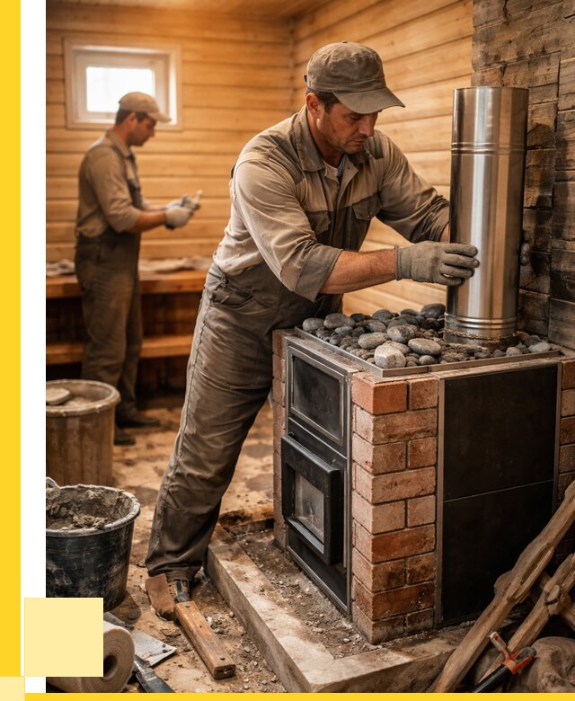 Монтаж печи в бане под ключ в Сальске от 20336 р. | ЭриданСлс