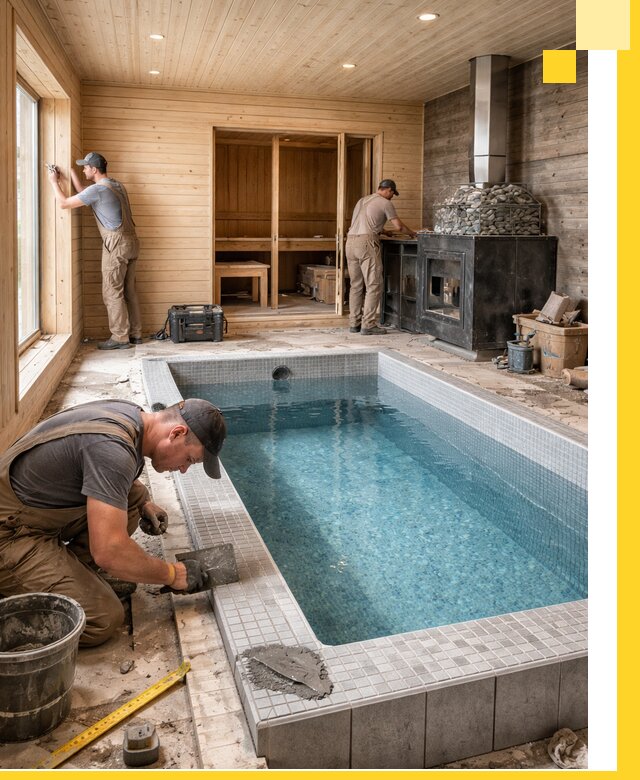 Проект бани с бассейном и сауной в Сальске под ключ